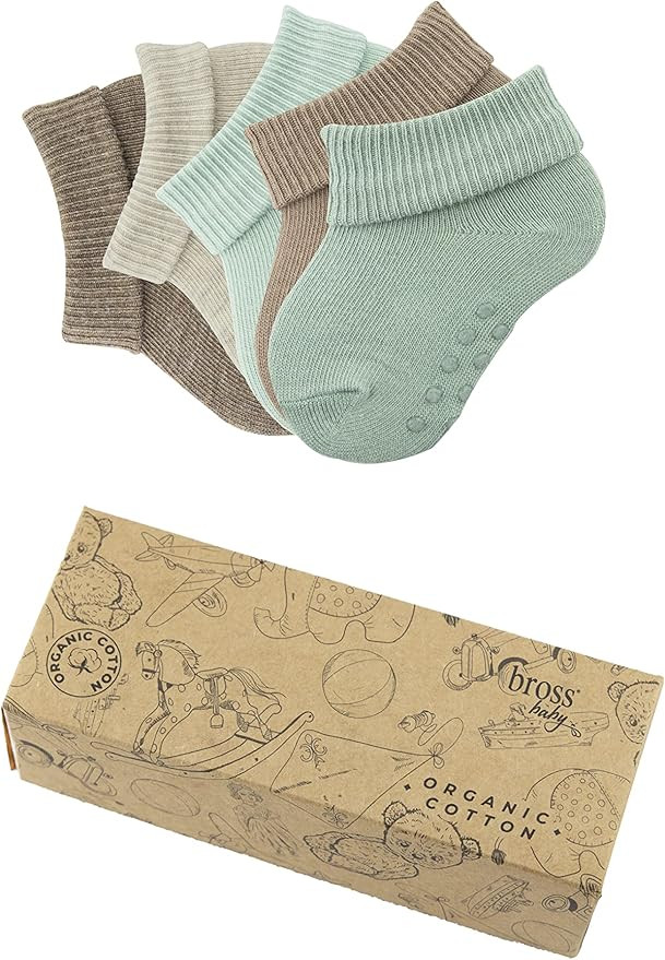 BROSS Unisex Baby Socks&Organic Cotton Baby Socks&Baby Girl Socks&Baby Boys Socks 5 pair socks& N... | Amazon (US)