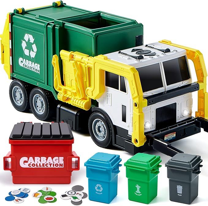 JOYIN 16" Large Garbage Truck Toys for Boys, Realistic Trash Truck Toy with Trash Can Lifter and ... | Amazon (US)