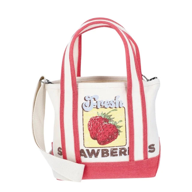 No Boundaries Women's Canvas Mini Tote, Red Strawberry, Women’s | Walmart (US)