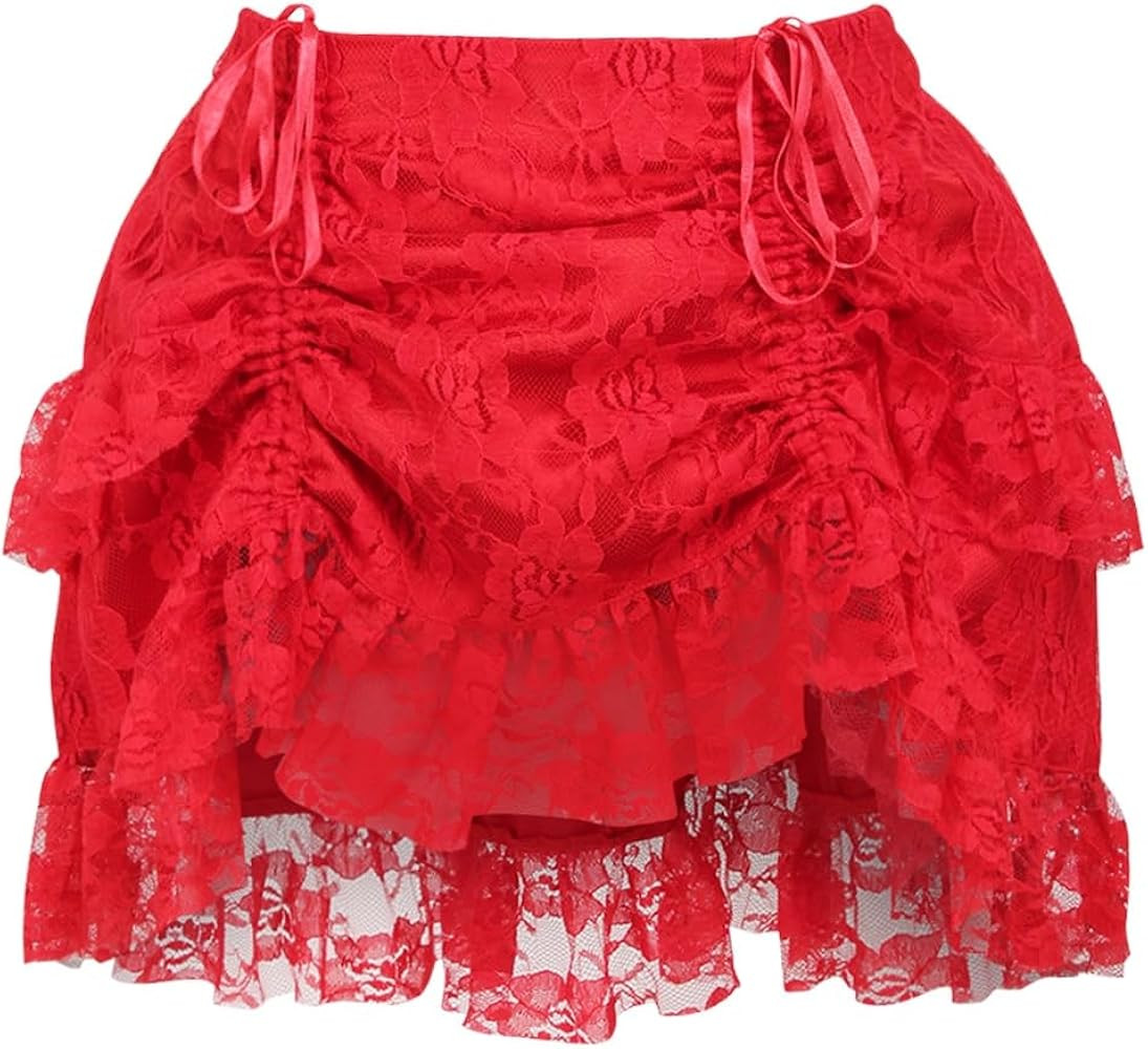 Daisy corsets Women's Red Lace Ruched Bustle Skirt | Amazon (US)
