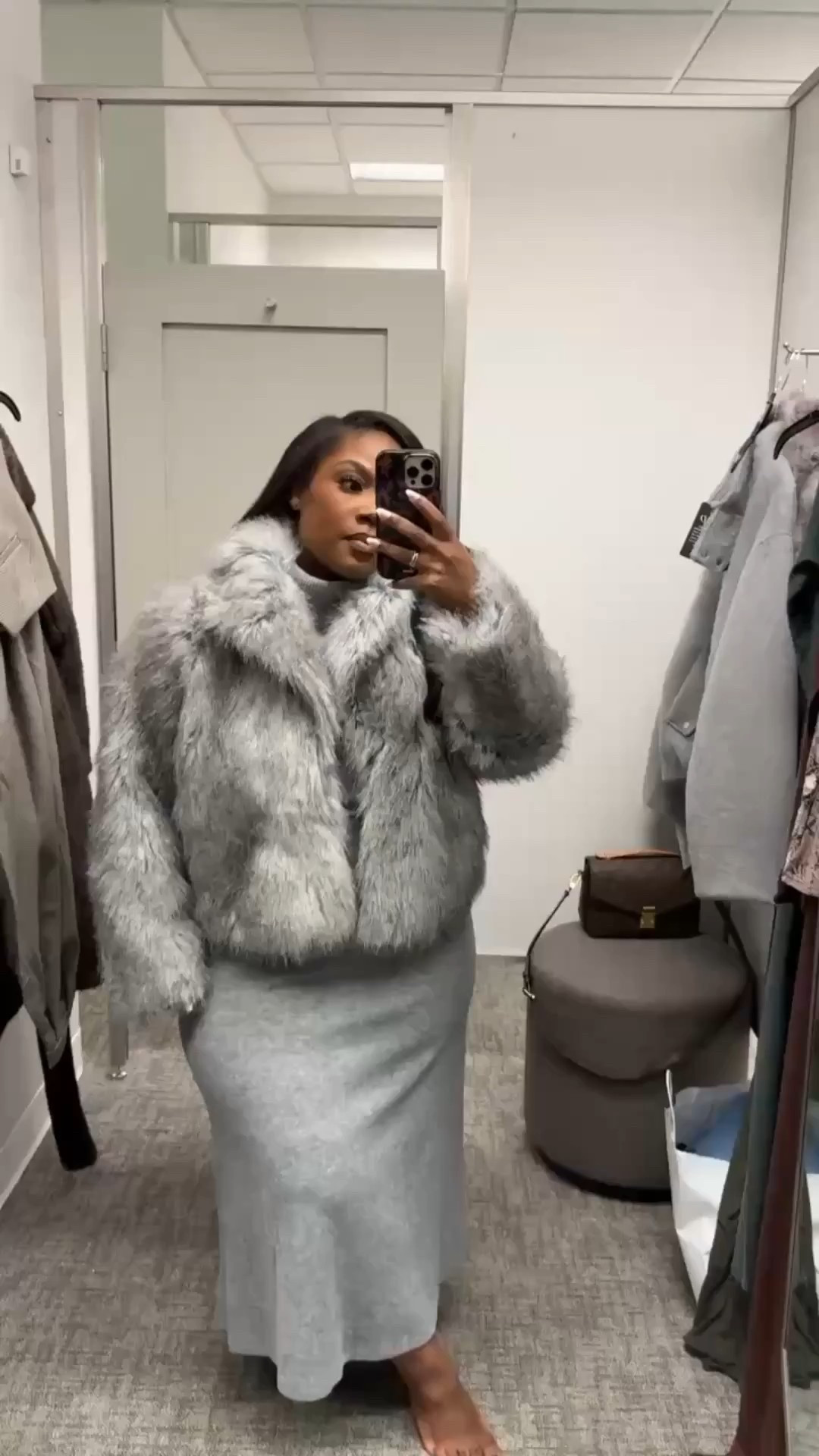 Stopped by Nordstrom and fell in love with this coat y'all! It’s 30% off🩶

Coat: L  

Skirt is 30% off at Nordstrom! 

Faux fur coat, gray coat, winter coat, jacket, Emmy Petit 

#LTKSaleAlert #LTKMidsize #LTKPetite