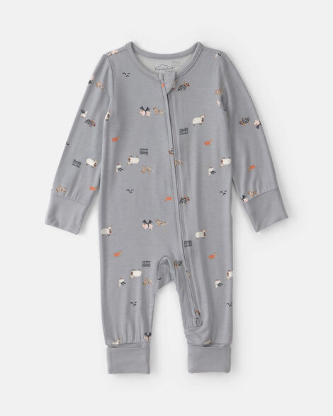 Baby Halloween Farm PurelySoft\u2122 2-Way Zip Sleep & Play Pajamas - Grey | Carter's Inc