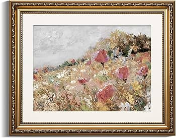 VIYYIEA Gold Framed Wall Art Canvas Print Home Decor Flower Art Vintage Botanical Print Rustic Fa... | Amazon (US)