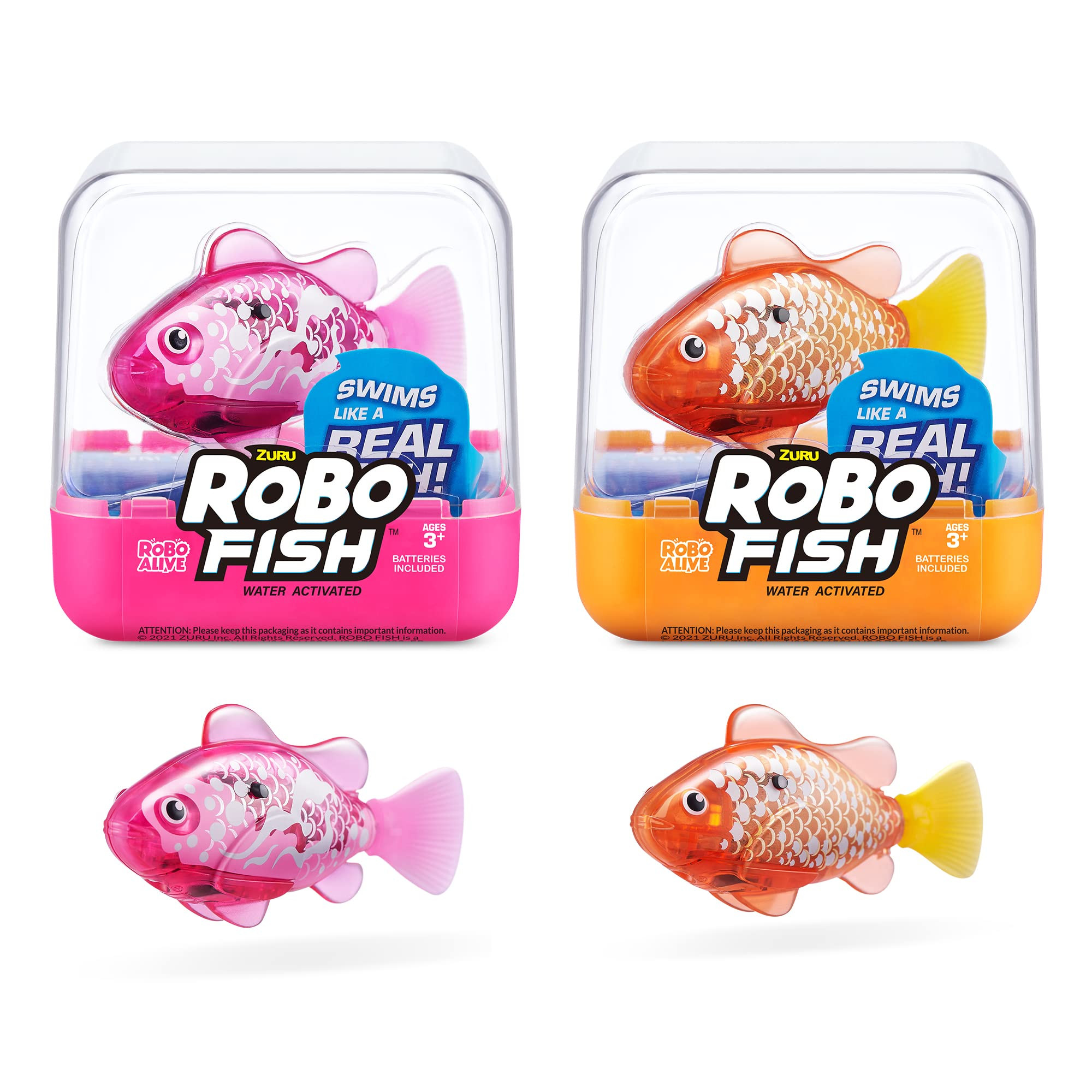 Robo Alive Robo Fish Robotic Swimming Fish (Pink + Golden) by ZURU Water Activated, Changes Color... | Amazon (US)