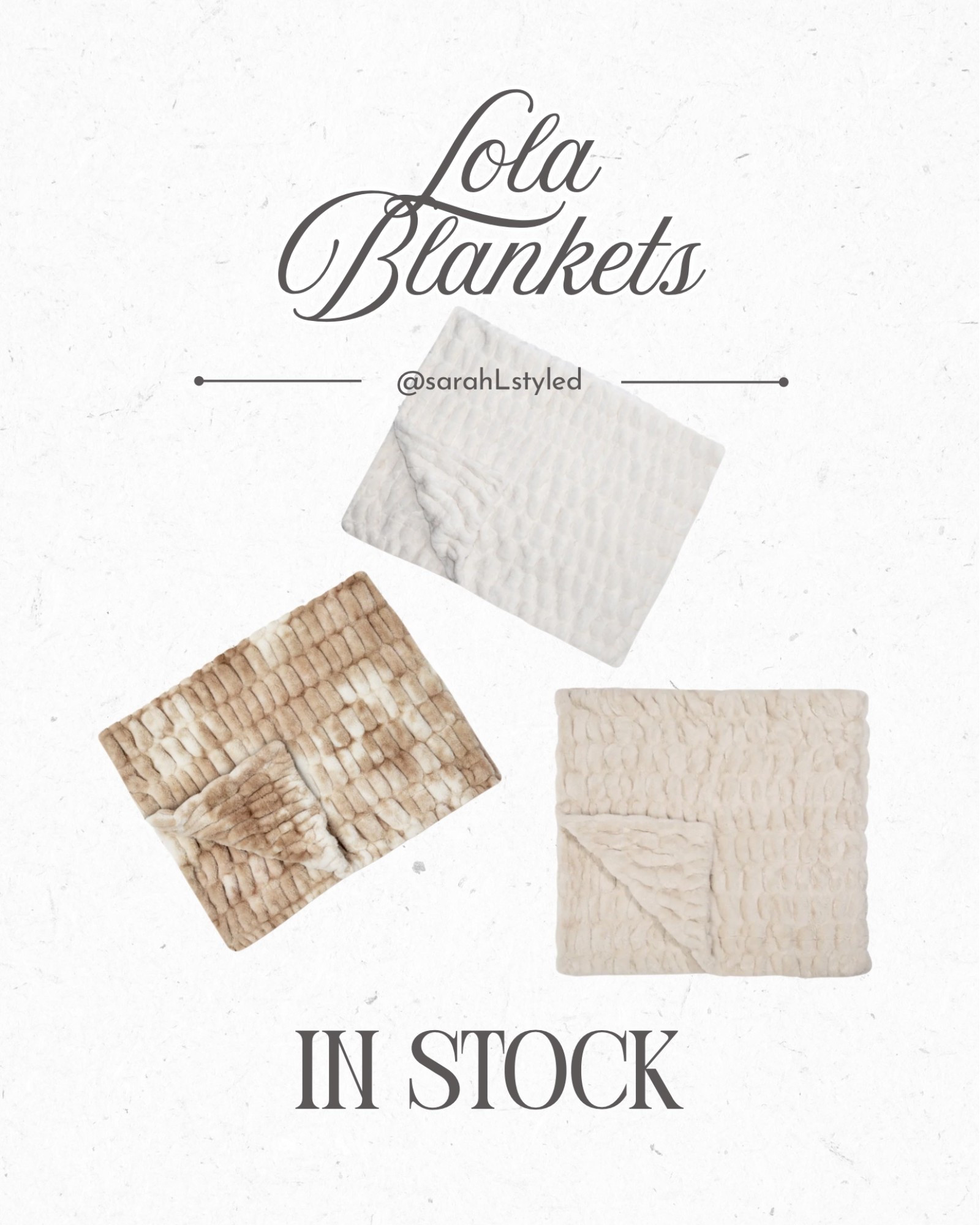 Lola blankets still in stock!! 45% off sitewide ✨ cozy large blankets in neutral colors — will sell out quick!! 

#LTKHome