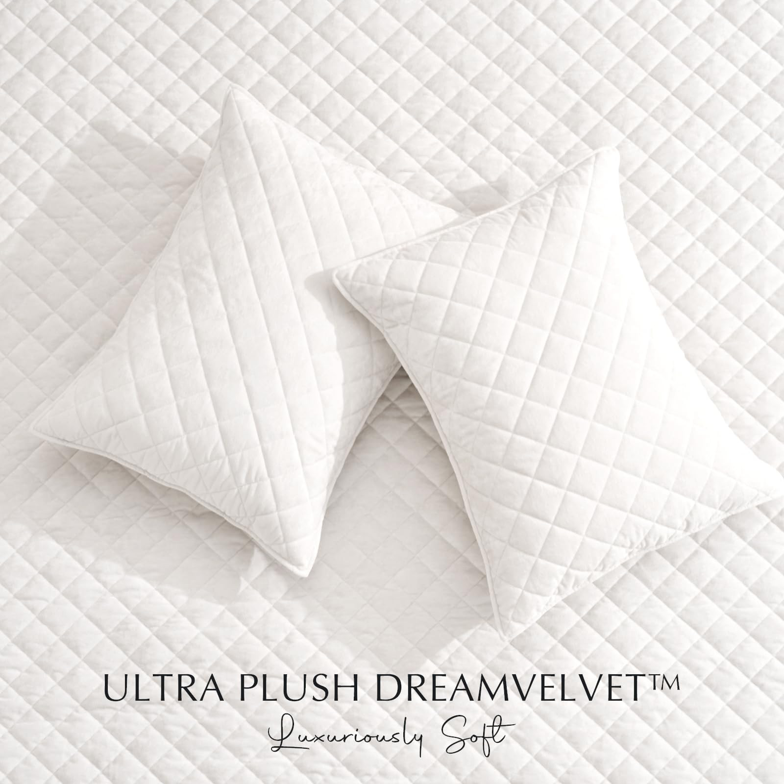 EVERGRACE Luxury Velvet Quilt Set King Size, Diamond Quilted Lightweight Velvet Comforter for All... | Amazon (US)