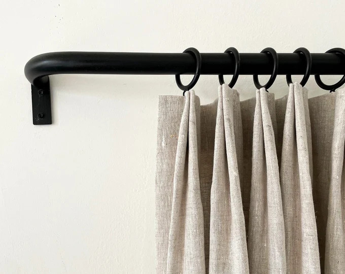 Cafe Curtain Rods End Mounted / 1/2" Wrought Iron Curtain Rods | Etsy (US)