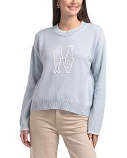 Long Sleeve Embroidered Fish Crew Neck Sweater | TJ Maxx