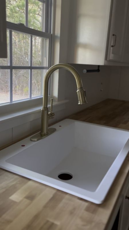 brass faucet butcher block white sink kitchen renovation 

#LTKhome #LTKfindsunder50 #LTKfindsunder100