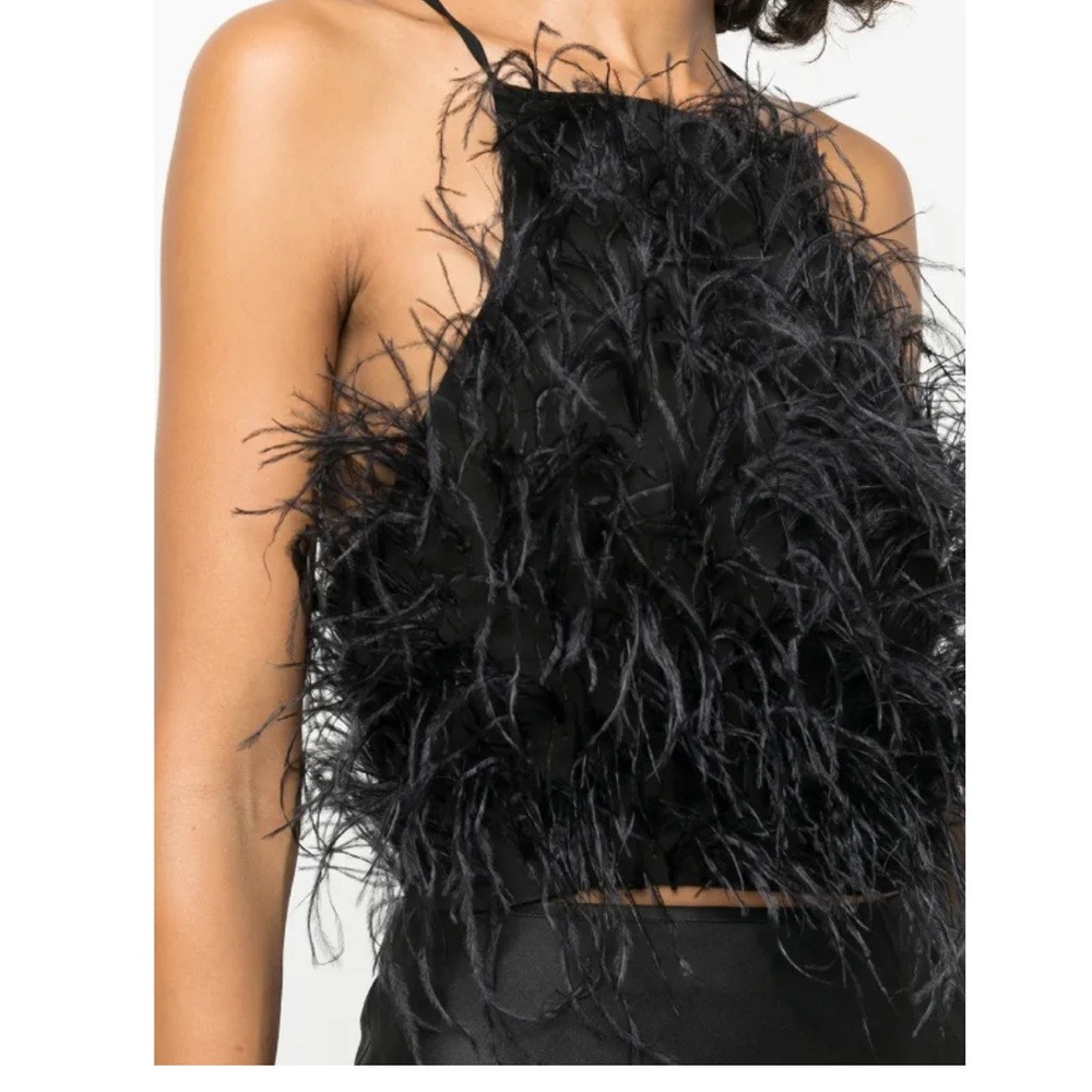 Black Feather Halter Crop Top | Poshmark