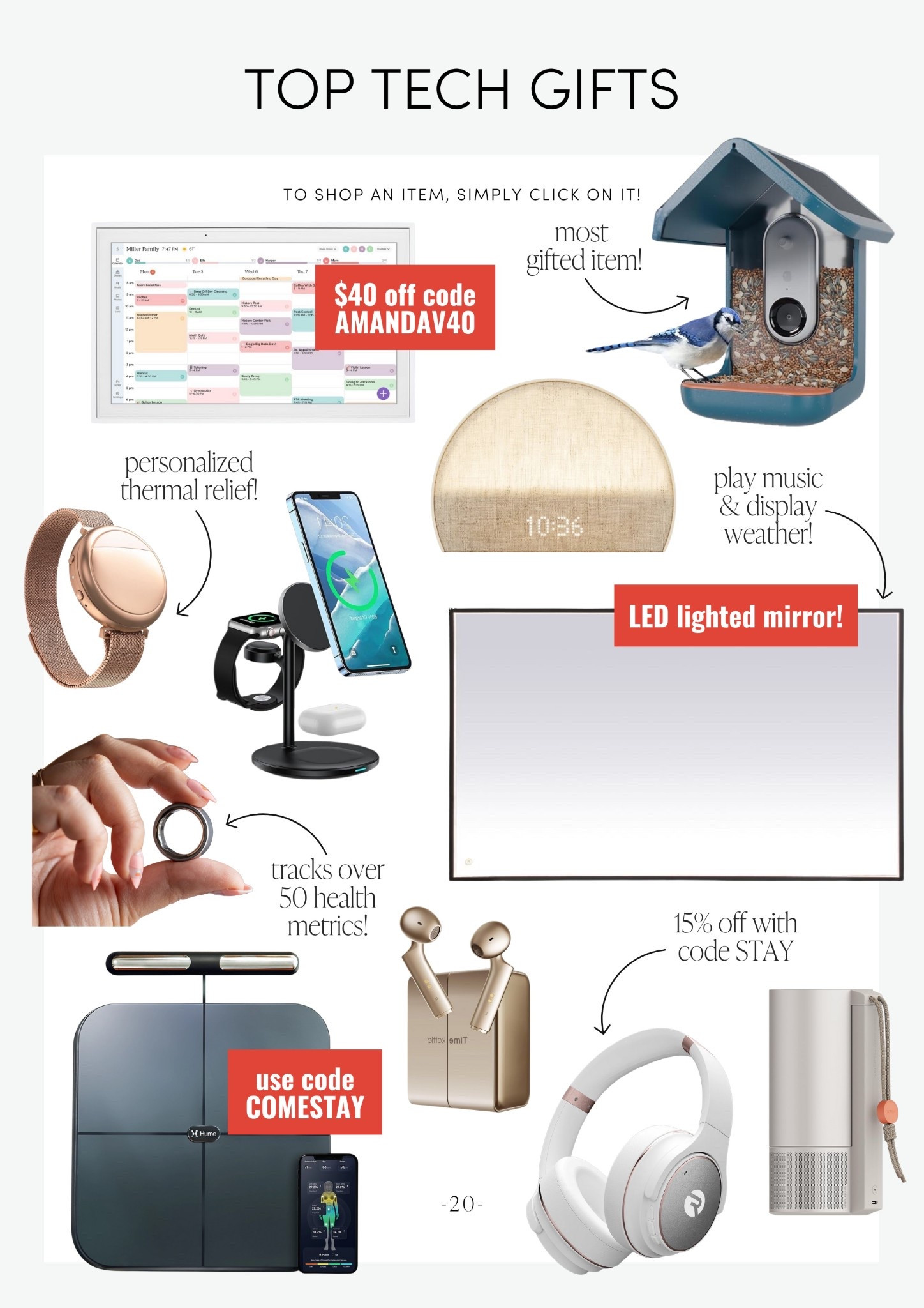 Top tech gifts! Gadgets that make life easier (and way cooler). These are the top tech gifts worth grabbing early.

ComeStayAwhile, Amanda Vernaci 

TechGifts | GiftGuide | Gadgets | LTK gift guide | LTK holiday 

#LTKGiftGuide #LTKHoliday #LTKHome