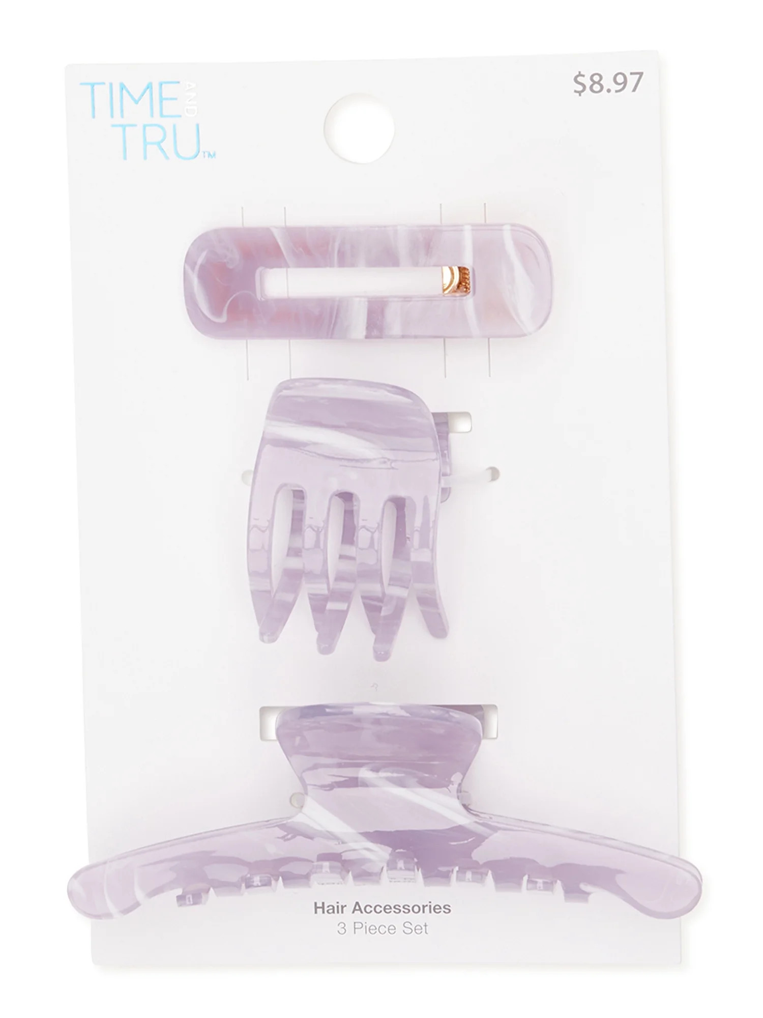 Time and Tru Women's Hair Claw Clips, 3-Pack | Walmart (US)