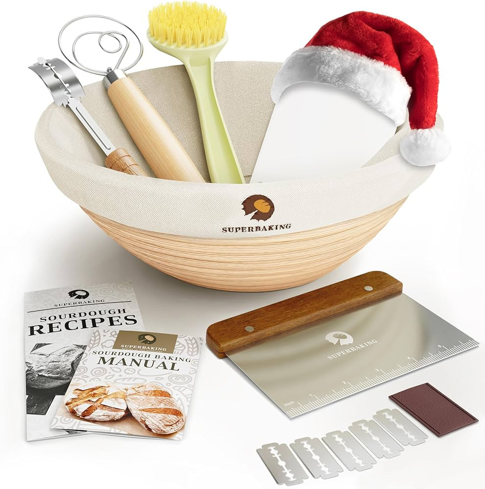 Superbaking Sourdough Bread Baking Supplies, 9 Inch Round Banneton Bread Proofing Basket, Sourdou... | Amazon (US)