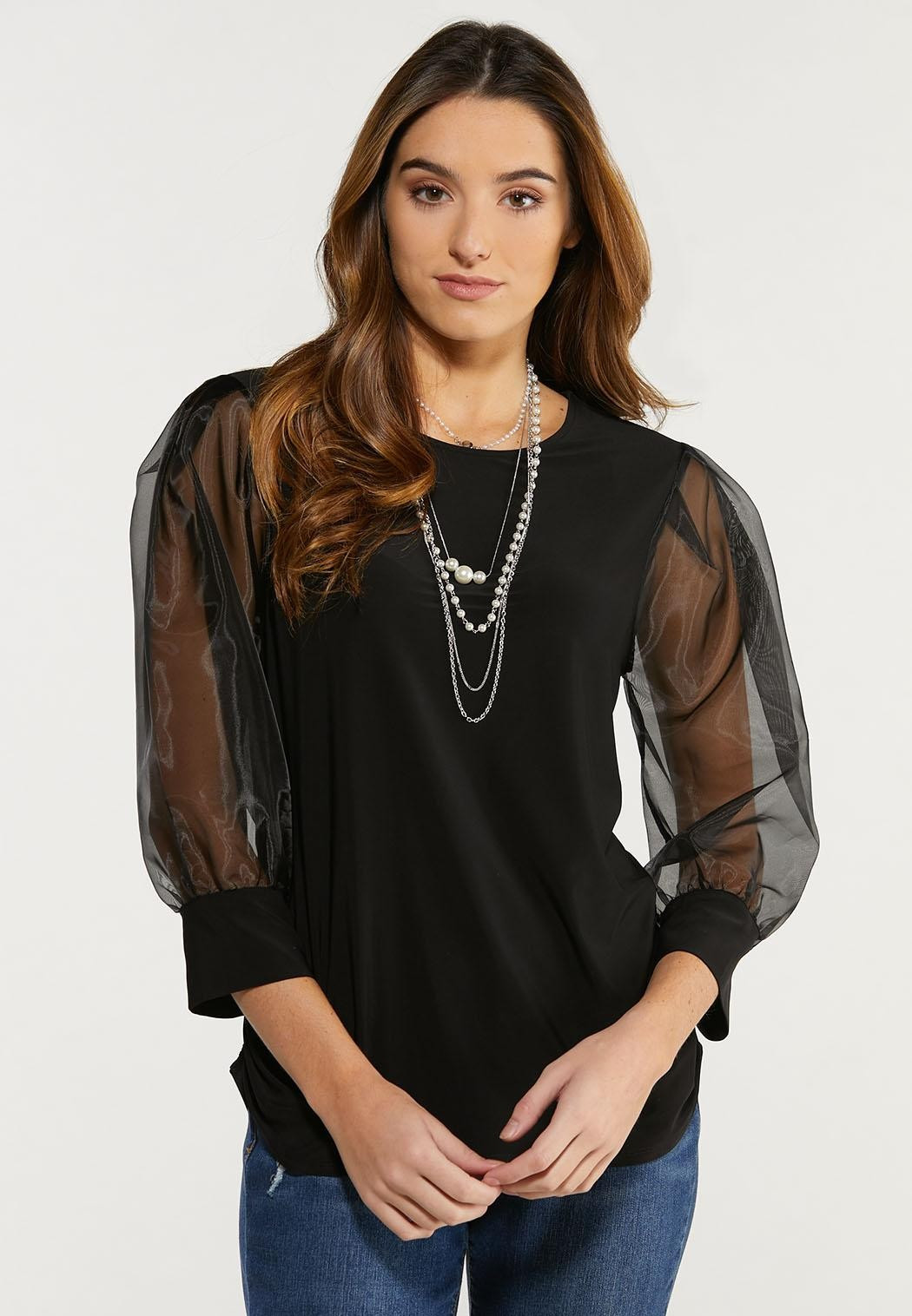 Organza Sleeve Top | Cato Fashions