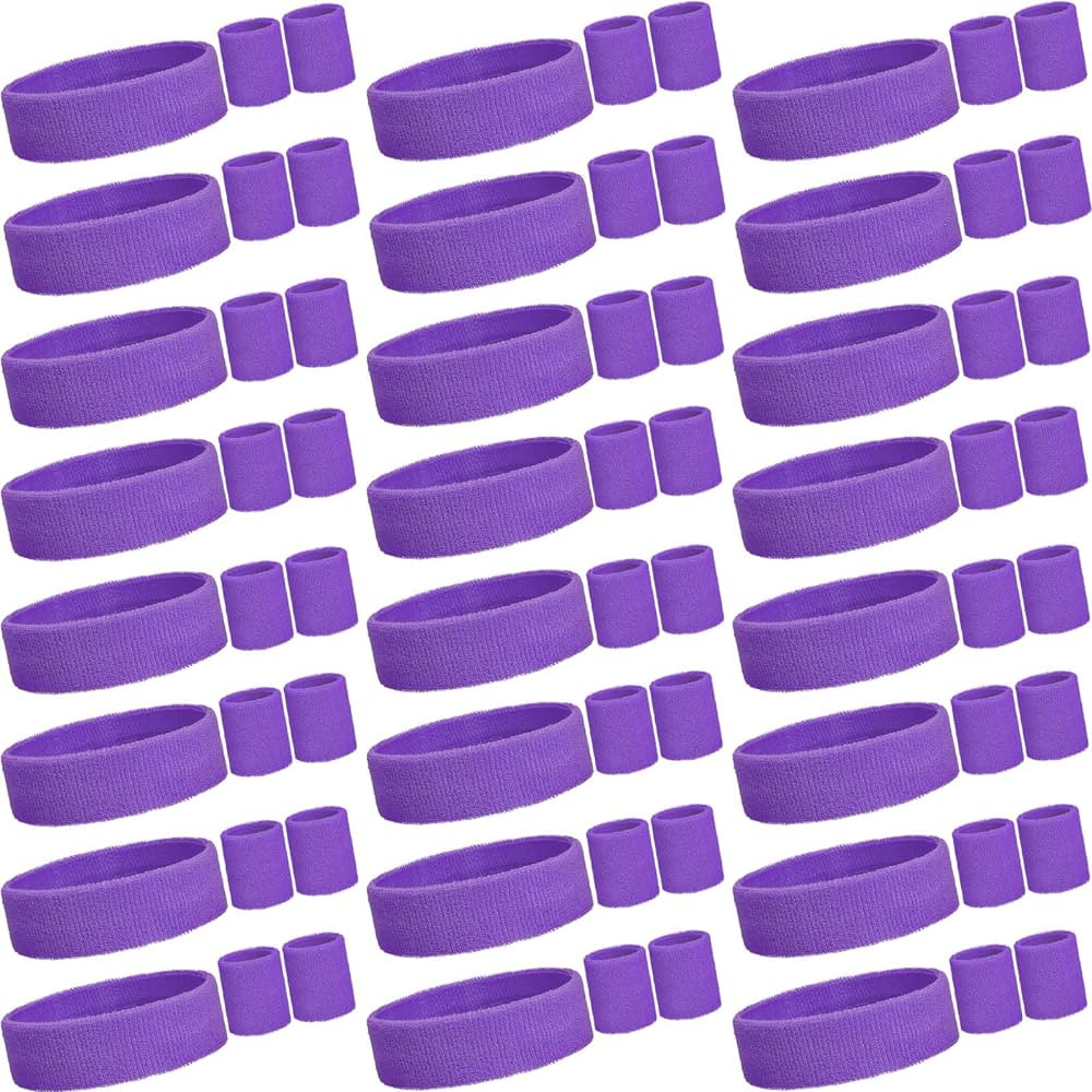 72 Pcs Neon Sweatbands Set Includes 24 Pcs Sports Athletic Headband and 48 Pcs Wrist Sweatband Ab... | Amazon (US)