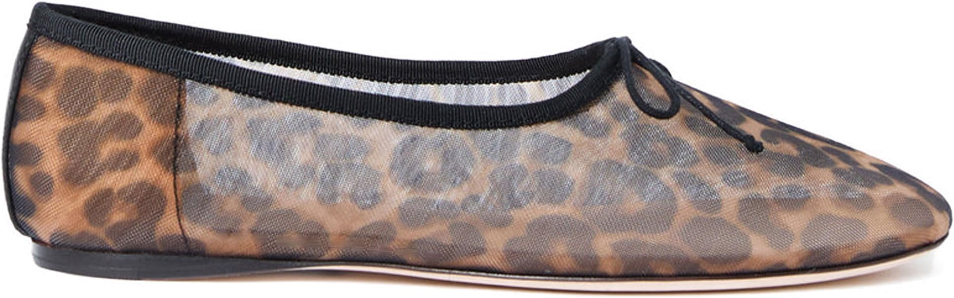 Leopard Mesh Ballet Flats for Women with Bow Closed Toe Mary Jane Flats Comfortable Casual Baller... | Amazon (US)