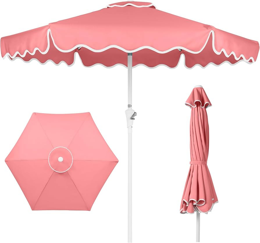 Best Choice Products 7.5ft Patio Market Umbrella with Wavy Trim, UV-Fade-Resistant 210g Canopy, C... | Amazon (US)