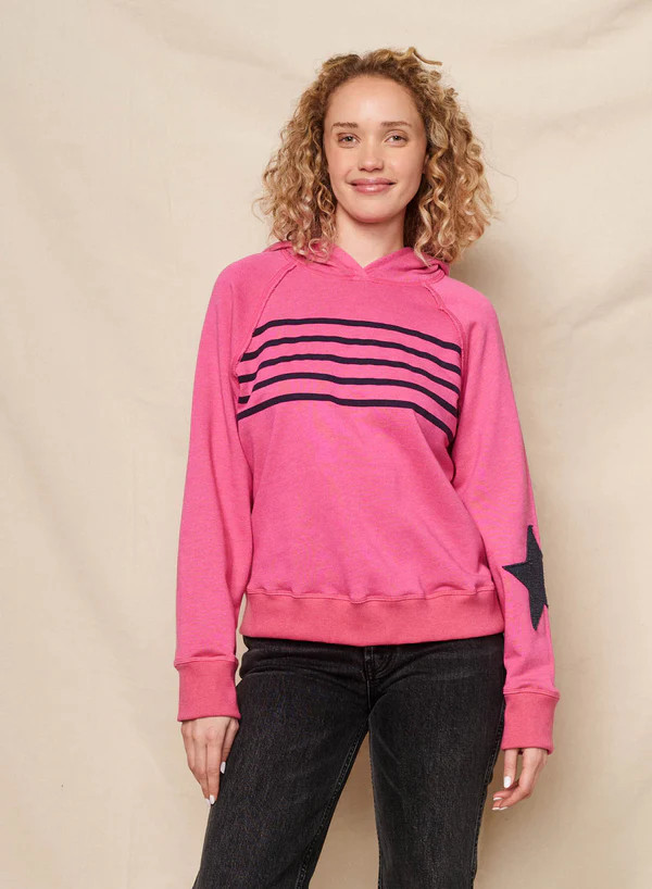 Women's Stripes Raglan Hoodie in Jazzy Rose | Sundry Clothing