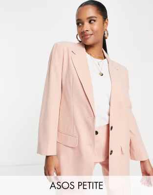 ASOS DESIGN Petite mix & match suit blazer in blush | ASOS (Global)