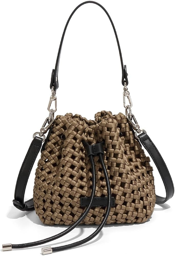 JINMANXUE Fashion Hollow Bucket Tote Bag For Women, Crossbody Female Handbag Woven Silk bag Leisu... | Amazon (US)