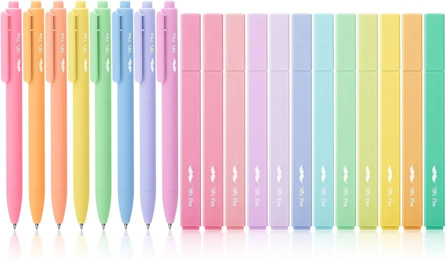 Mr. Pen- Aesthetic Highlighters and Gel Pens, 20 Pack, Colorful Bible Highlighters No Bleed, Colo... | Amazon (US)