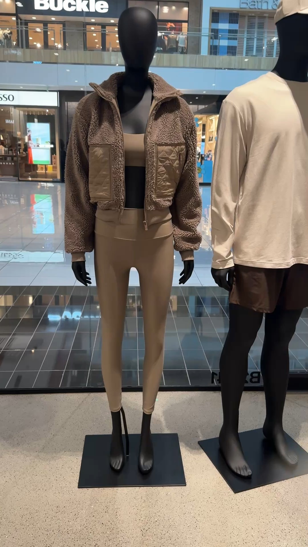 Alo Light cocoa couple outfit ideas from Alo. This Sherpa bomber is cute and cozy. Paired with the airlift intrigue bra + 7/8 airlift leggings which are perfect for yoga, running or errands. Size small for both though I tend to wear a medium in leggings. #Alo #outfit #ootd 

#LTKTravel #LTKSeasonal #LTKStyleTip