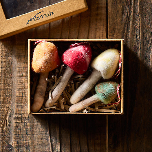 Mushroom Felt Ornaments, Set of 4 | Terrain