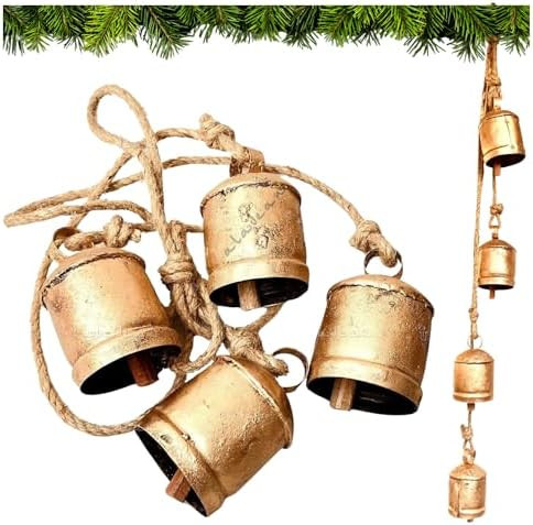 Rustic Decorative Cow Bells 4-Bell Cluster Christmas Bell Shabby Chic Vintage Harmony Cowbell Bra... | Amazon (US)