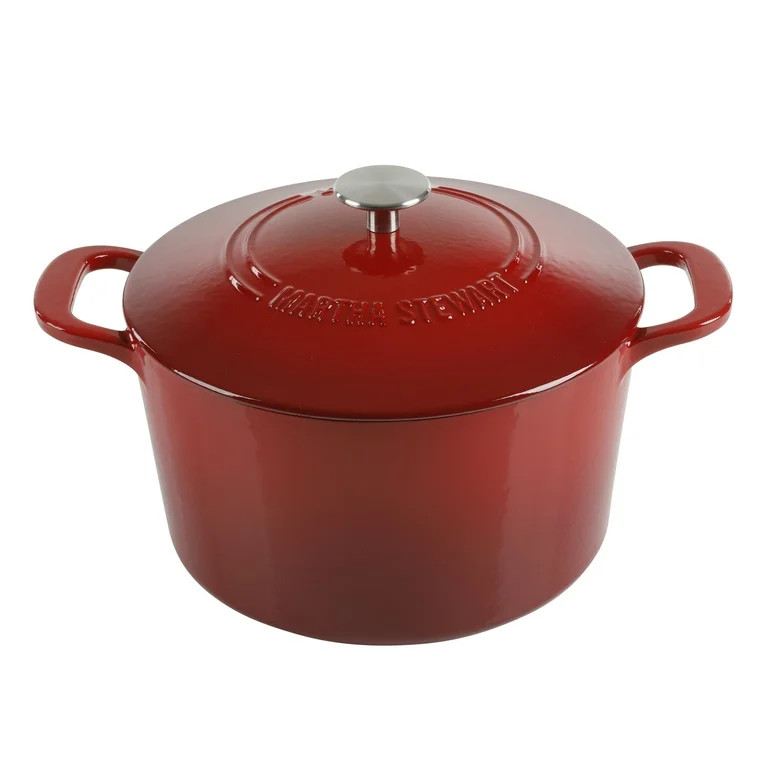 Martha Stewart Everyday Eastwick 7 Quart Enamel on Steel Dutch Oven Red | Walmart (US)