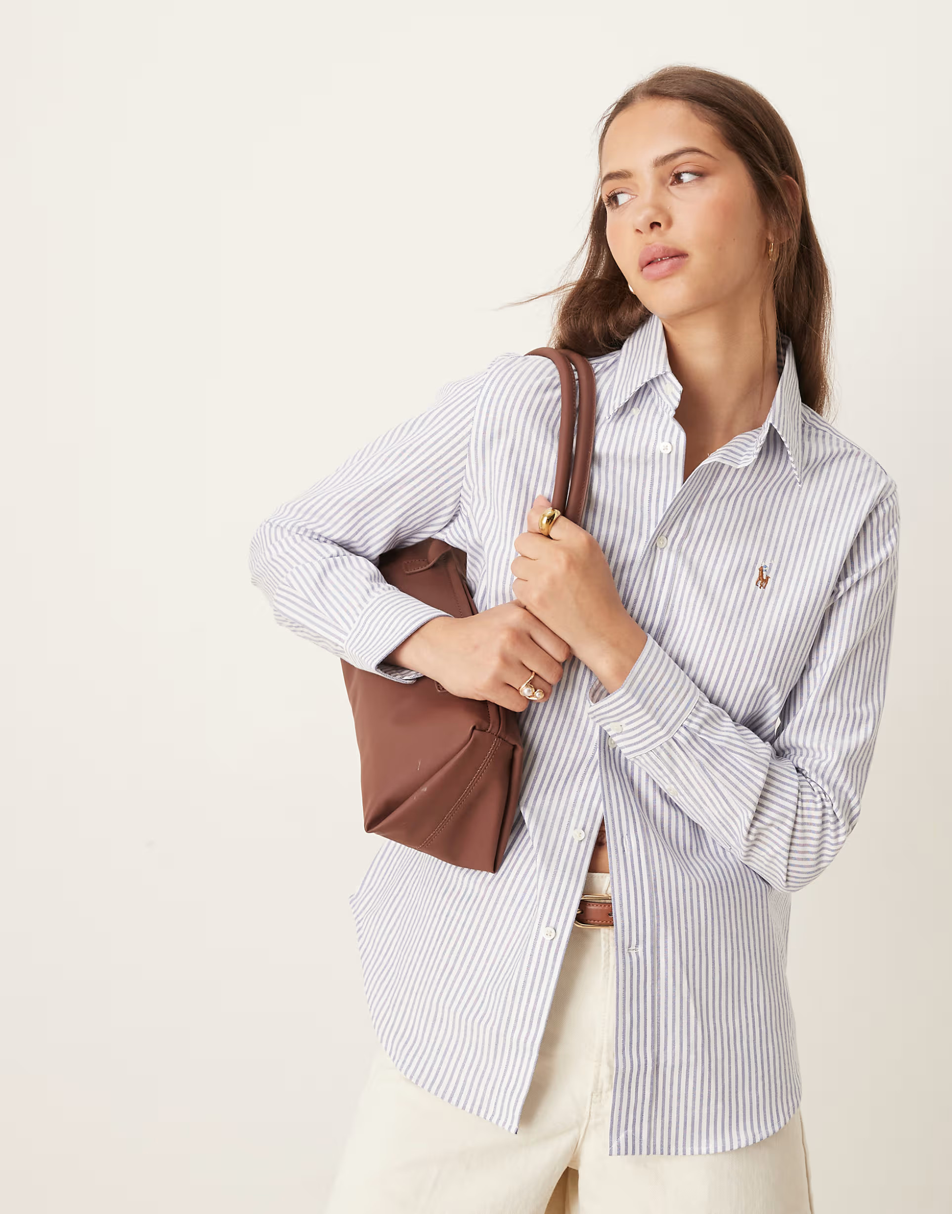 Polo Ralph Lauren icon logo shirt in white and blue | ASOS (Global)