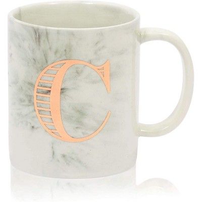 Farmlyn Creek White Marble Ceramic Coffee Mug, Letter C Monogrammed Gift (11 oz) | Target