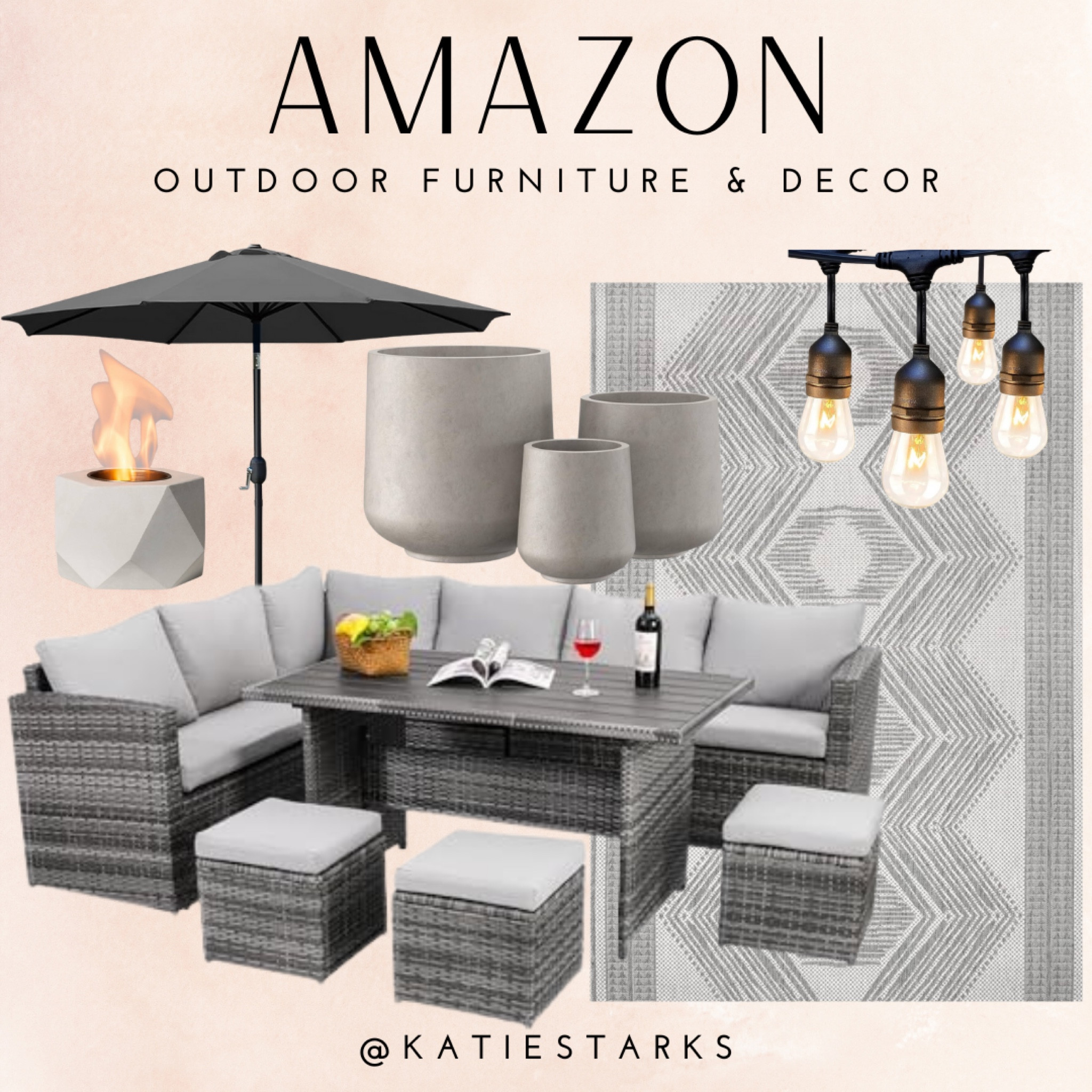 Outdoor furniture and decor - outdoor dining set - outdoor area rug 

#LTKhome #LTKsalealert #LTKSeasonal