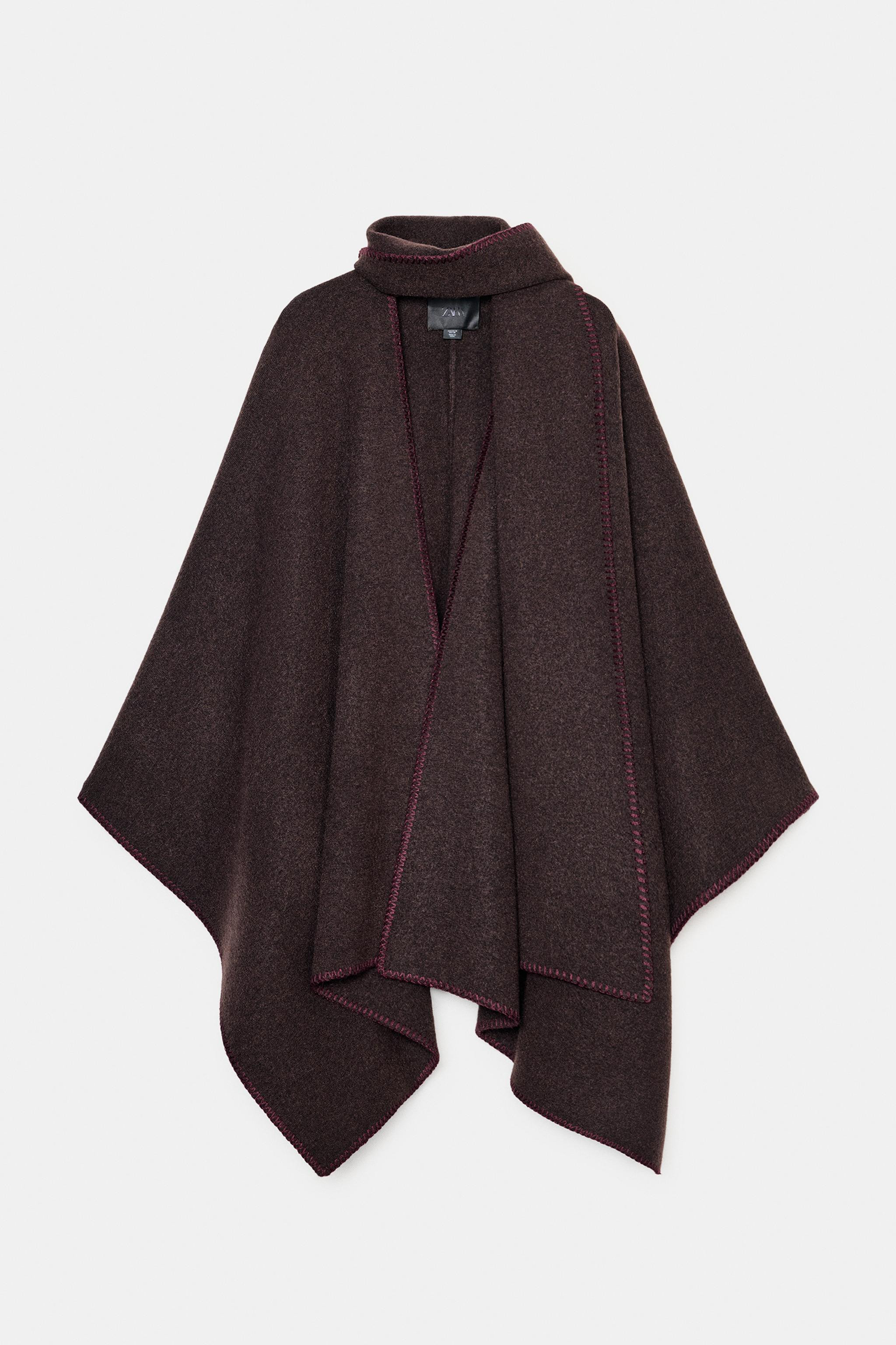 KNIT CAPE WITH CONTRASTING THREAD SCARF | Zara US