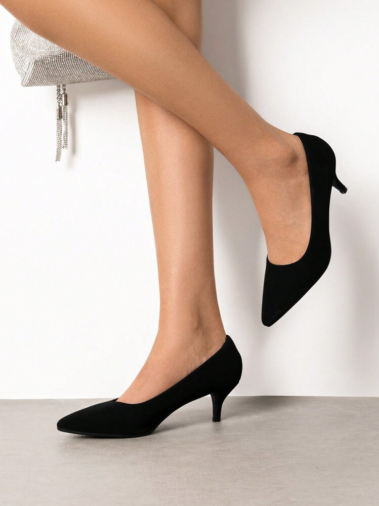 Women's Stiletto Low Heel Pointed Toe Court Pumps Minimalist Elegant Fashion Solid Color Shoes | SHEIN