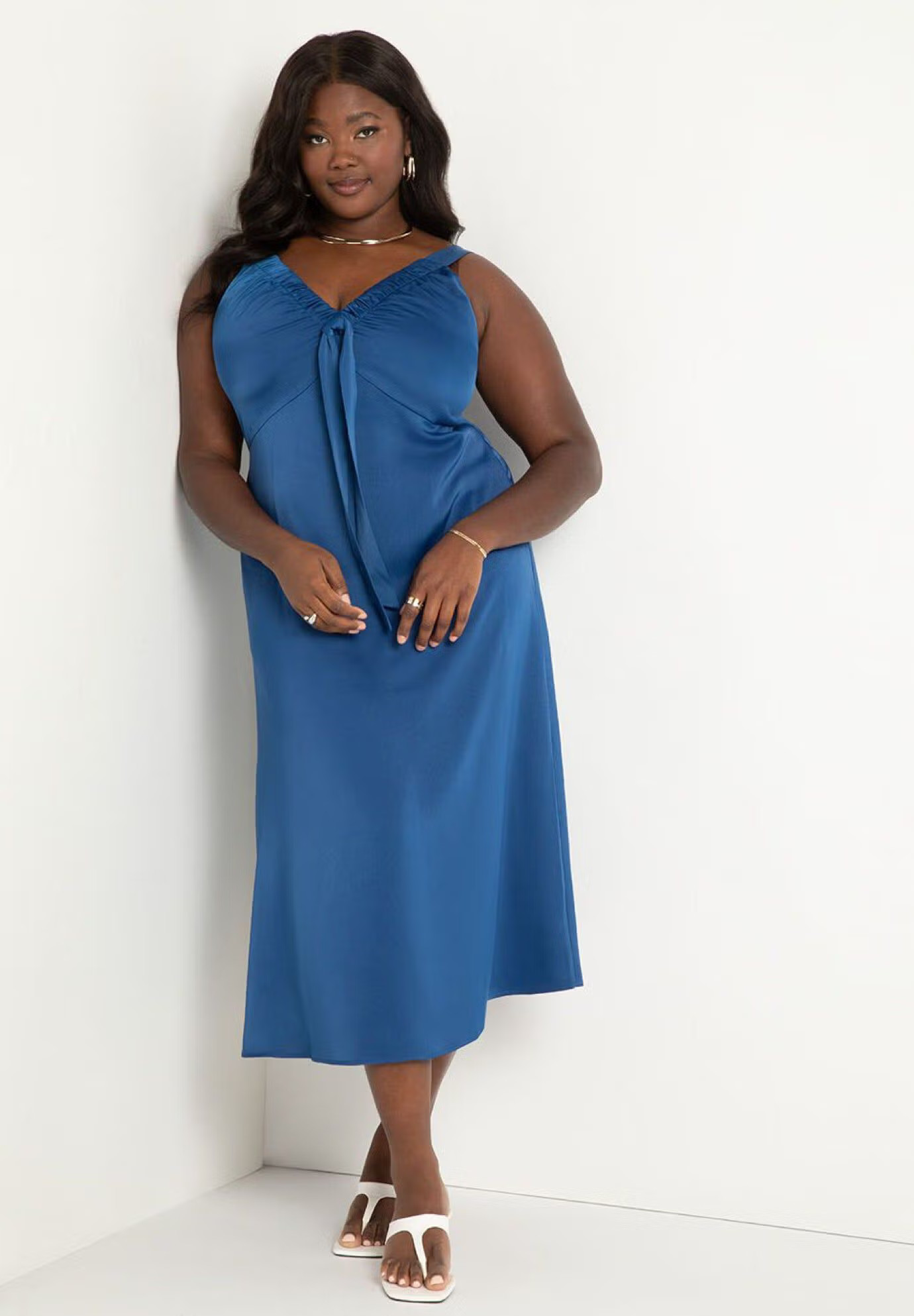 Midi Dress With Ruched Neckline | Eloquii