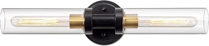 Bathroom Sconces Wall Lighting W/ Clear Glass, 2-Light Bathroom Vanity Light Fixtures, Modern Wal... | Amazon (US)