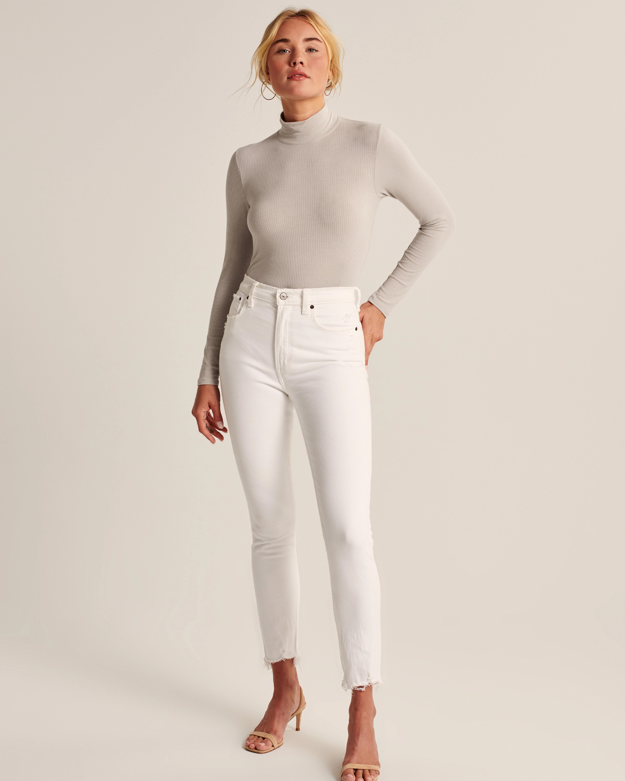 Long-Sleeve Slim Ribbed Mockneck Tee | Abercrombie & Fitch (US)