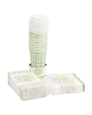 Lemon Cushion Lunch Napkins And Hot Cups Set | TJ Maxx