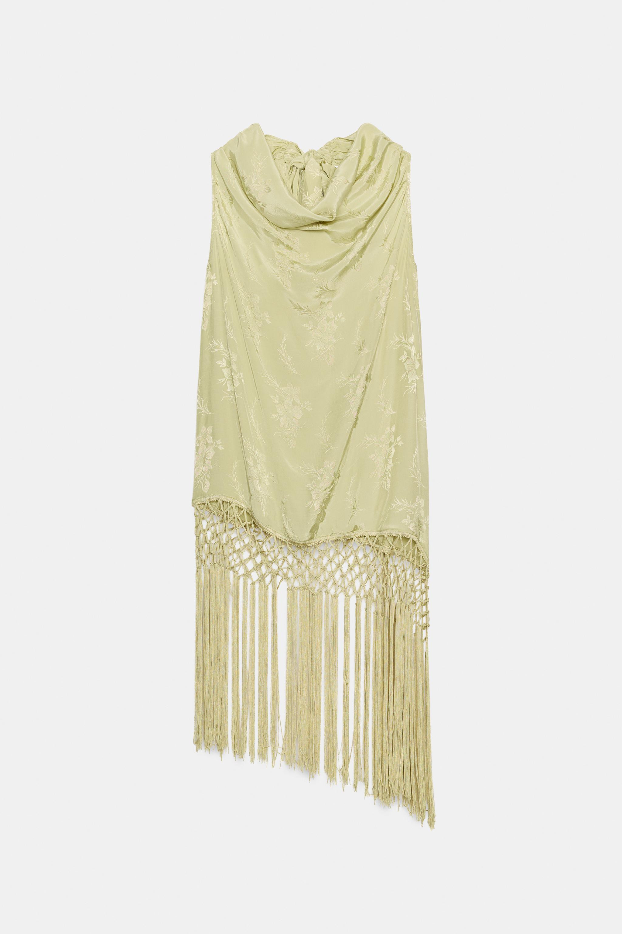 ZW COLLECTION FRINGED JACQUARD TOP | Zara US