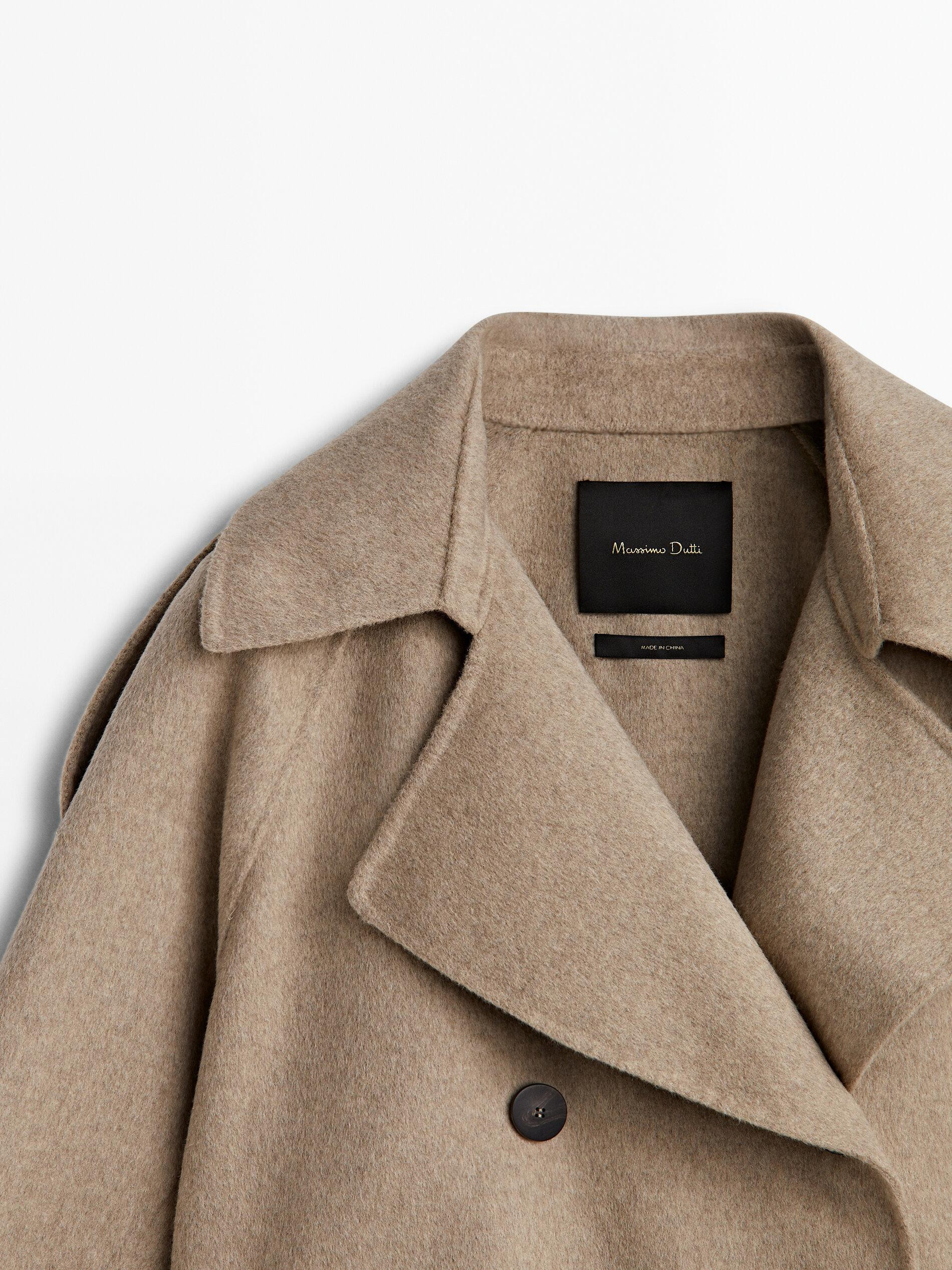 Cropped wool blend trench coat | Massimo Dutti UK