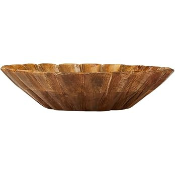 Creative Co-Op Boho Carved Wood Scalloped Edge, Natural Decorative Bowl | Amazon (US)