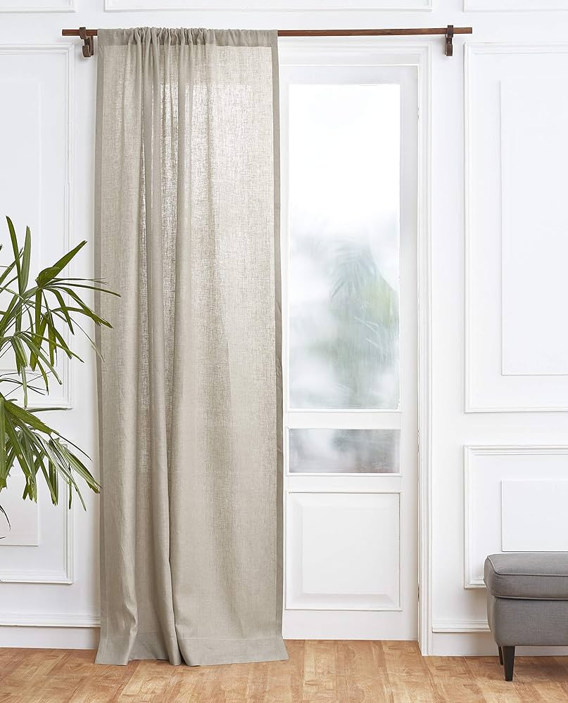 Solino Home 100% Linen Curtain – 52 x 96 Inch Natural Lightweight Rod Pocket Curtain – 100% P... | Amazon (US)