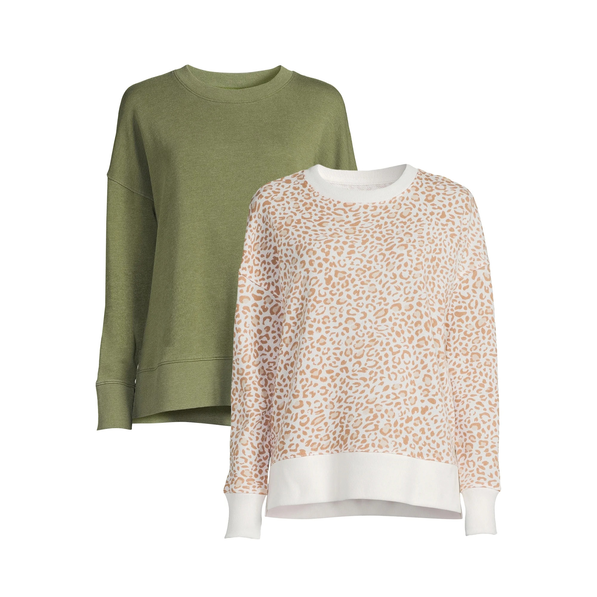 Time and Tru Women's Garment Wash Sweatshirt, 2-Pack | Walmart (US)