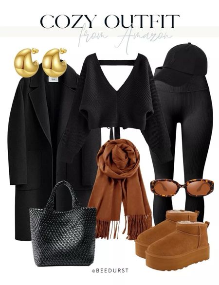 Comfy outfit from Amazon, holiday loungewear, fall cozy outfit, holiday outfit, boots, black jacket, Ugg dupes, fall outfit, travel outfit, fall fashion

#LTKtravel #LTKfindsunder50 #LTKstyletip