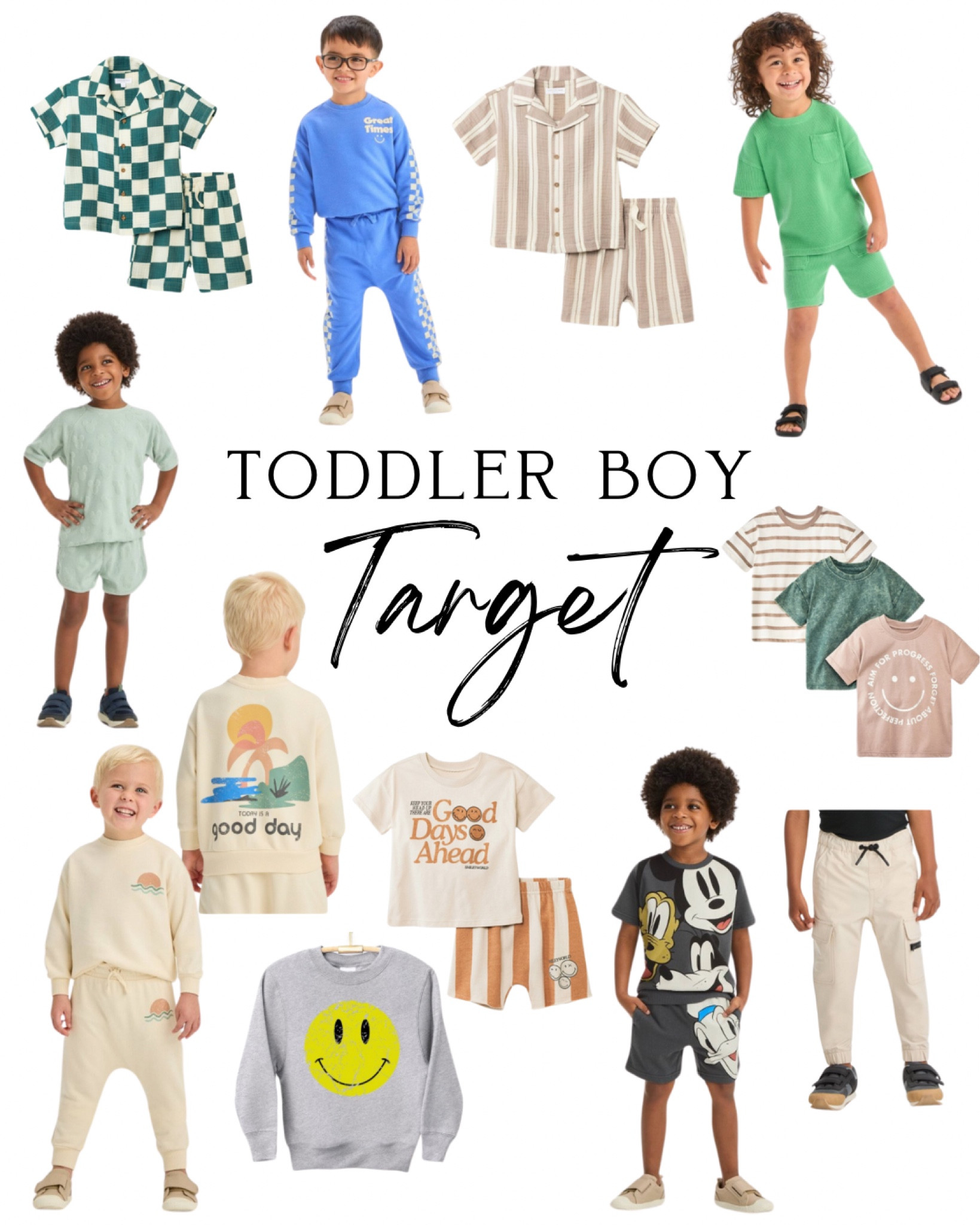 Toddler Boy Spring Clothing at Target preschool friendly sets, Grayson mini, Mickey Mouse, smiley face, trendy, checkered, modern aesthetic, surfer, good days ahead, sweatshirt, casual and comfortable 

#LTKSpringSale #LTKfindsunder50 #LTKkids