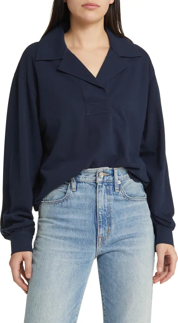 Treasure & Bond Oversize Long Sleeve Cotton Polo | Nordstrom | Nordstrom