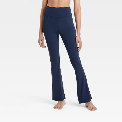Women's Everyday Soft Ultra High-Rise Flare Leggings - All In Motion™ Navy Blue M: Moisture Wicking, UPF 50+ | Target