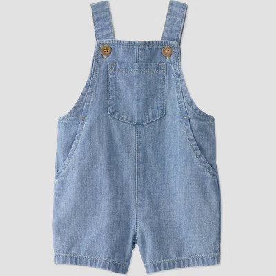 Little Planet by Carter's Baby Organic Chambray Shortall - Blue Denim Newborn | Target