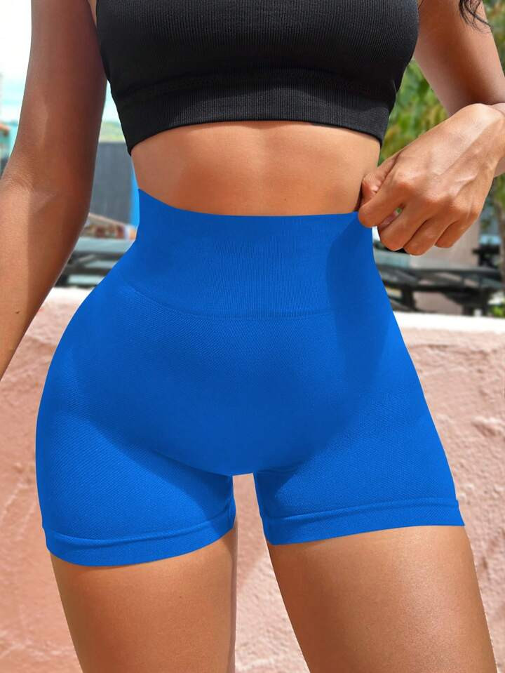 SHEIN Yoga Basic Wide Waistband Sports Shorts | SHEIN