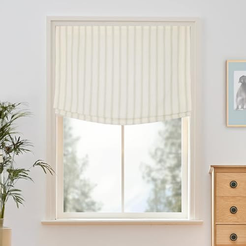 Loxley Yarn-Dyed Striped Roman Shades for Windows, Textured Cotton Blend Light Filtering Privacy ... | Amazon (US)